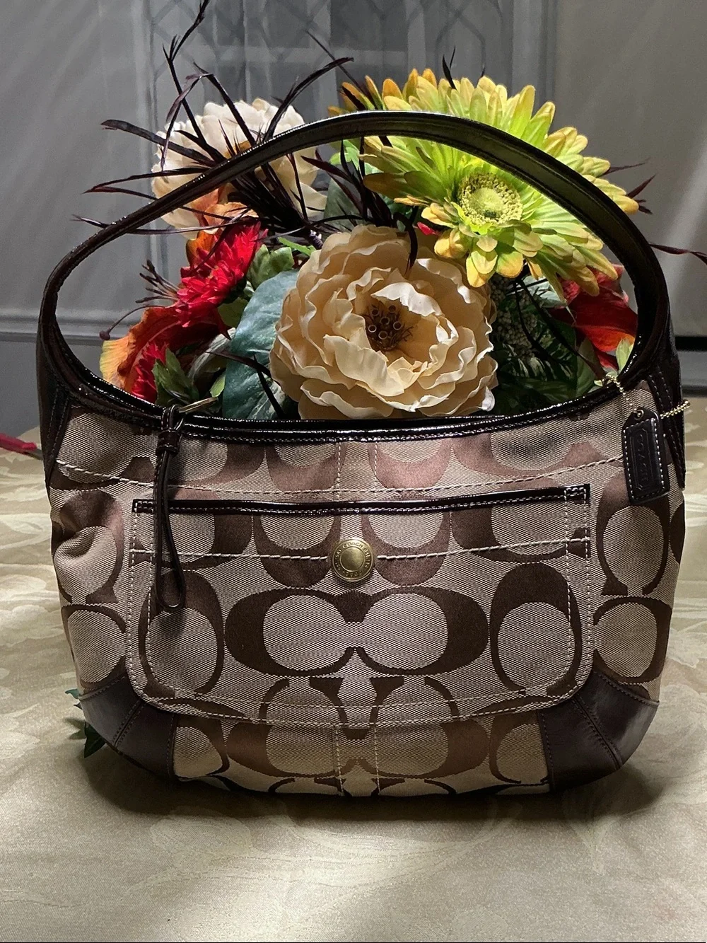 Coach Y2K Signature Canvas Shoulder Bag in Brown and Tan